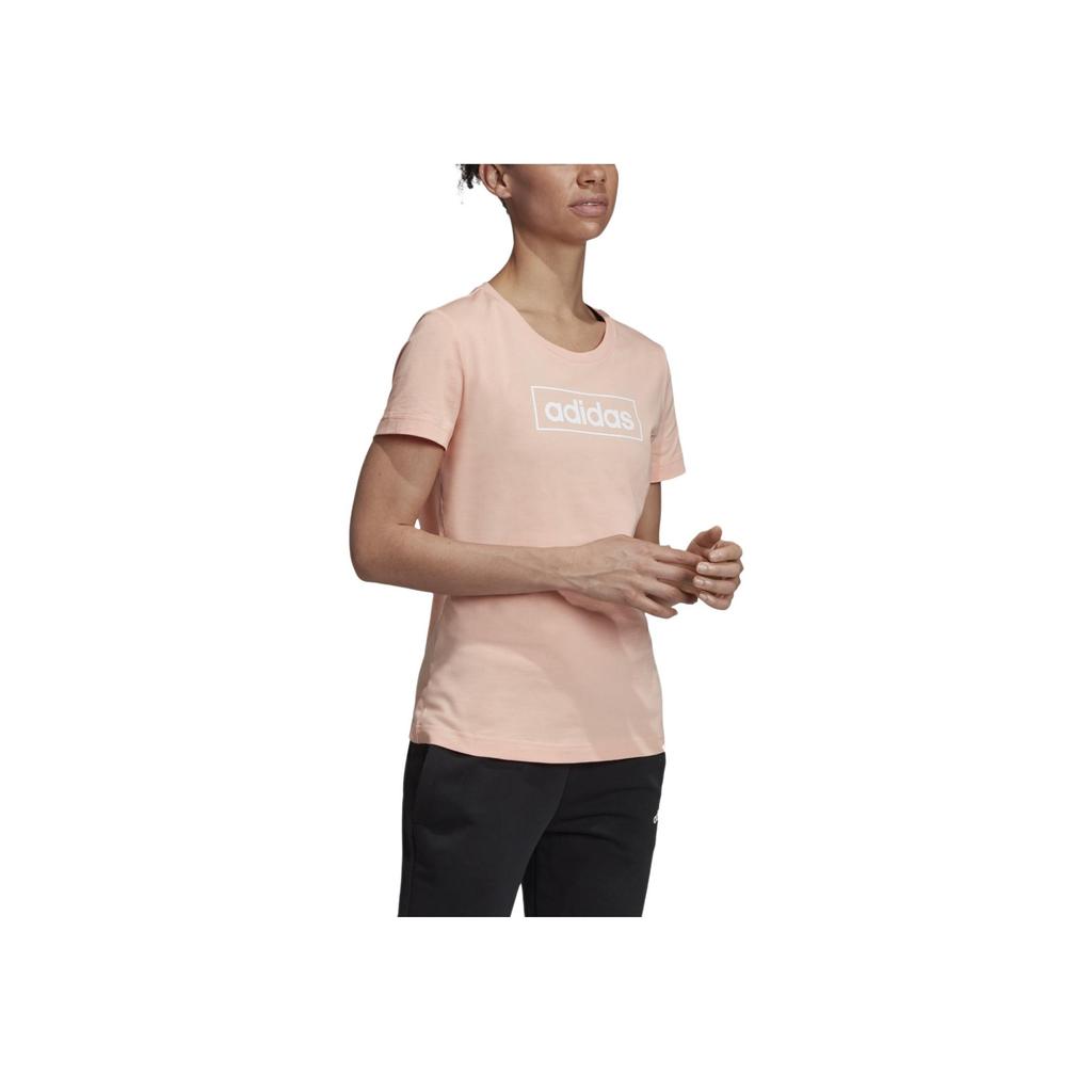 adidas Однотонная футболка с логотипом в виде буквы, спортивная, фитнес, с коротким рукавом, женские топы, розовая EI4584