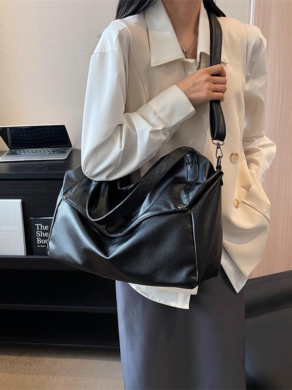 Вместительная женская однотонная модная сумка-тоут на плечо в корейском стиле