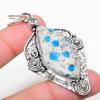 Natural K2 Blue Azurite, White Topaz 925 Sterling Silver Pendant 2.76" A9U28