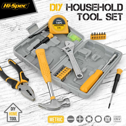 Hi-Spec 20-Piece Household Tool Set, Essential Hand Tools for Home and Office Use, Perfect for Everyday Repairs and Maintenance, Compact DIY Tools wit