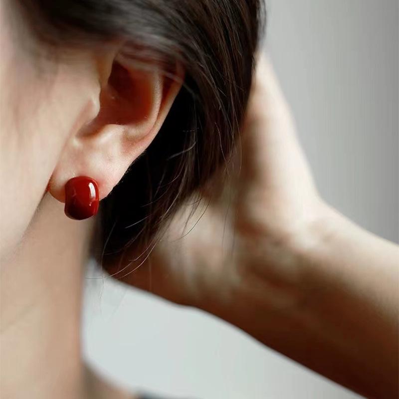 Красный капающий маслом кафф для уха без прокола: Милые, яркие серьги C-образной формы для женщин