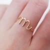 Simple Handwriting Initial Letter Rings for Women Stackable Name Ring Wedding Couple Jewelry Wholesale Christmas Gift for Sister