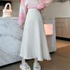 Women's Autumn and Winter Fringed Woolen Knit Solid Colour Half-body Skirt