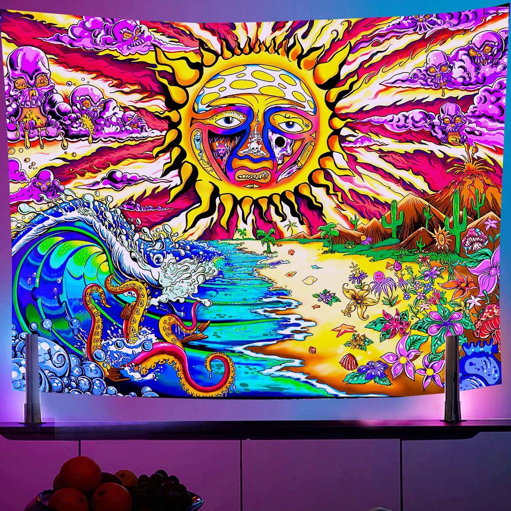 Психоделический Ловец снов, гобелен с лунным пером, хиппи, большой богемный гобелен с мандалой, настенная ткань, ковер, потолочный декор комнаты