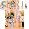 Adorable Plush Gnome Figurine Decor For Christmas Featuring Striped Long Hat Design In Coffee Gray And Pink