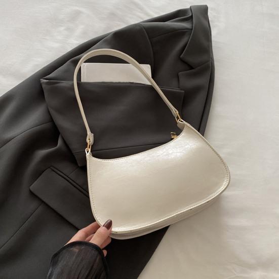 Women Retro Shoulder Bag Faux Leather Underarm Bag Purse Classic Tote Handbag with Zipper Closure for Street Party Work