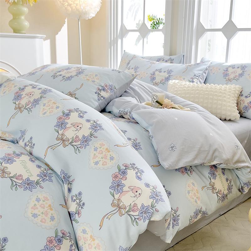 Комплект постельного белья из четырех предметов, пододеяльник из чистого хлопка с цветочным рисунком, простыня для спальни из трех предметов