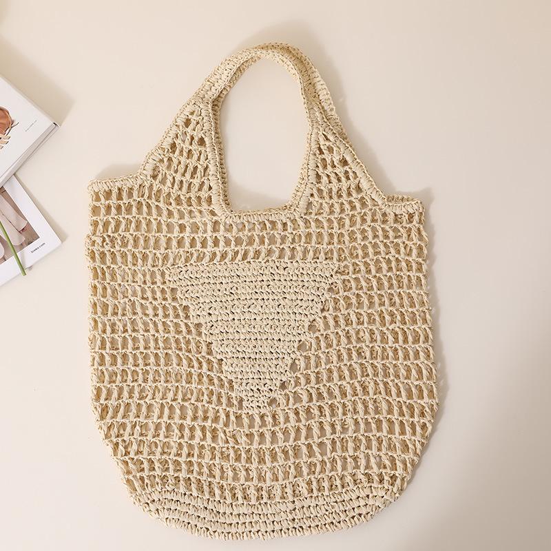 Versatile large capacity hollow straw woven bag Xiaoqing new candy color one shoulder tote woven bag portable beach bag