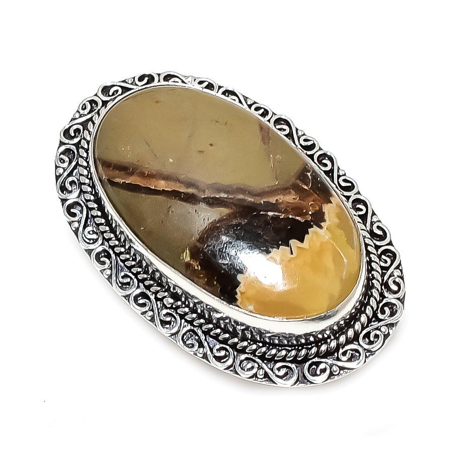 Natural Septerian Stone Gemstone 925 Sterling Silver Jewelry Ring Size 10 o7L06