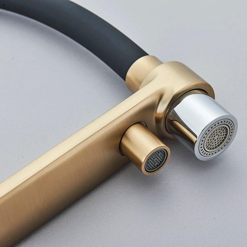 Фильтр для кухни, черный двойной носик, смеситель для питьевой воды, вращение на 360 градусов, функция очистки горячей и холодной воды, кран