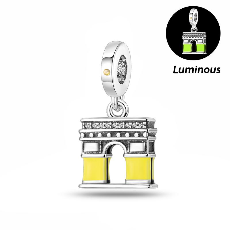 Copper Color Eiffel Tower Famous Attractions Series Charms Bead Fit 3Mm Original Bracelets Diy Jewelry Souvenir Gift