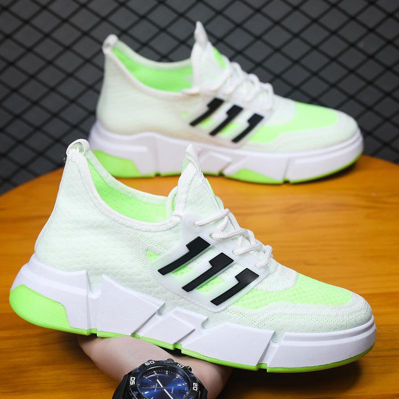 2024 Spring New Large Size Fly-woven Mesh Breathable Casual Men's Shoes Lightweight Thick-soled Running Sneakers