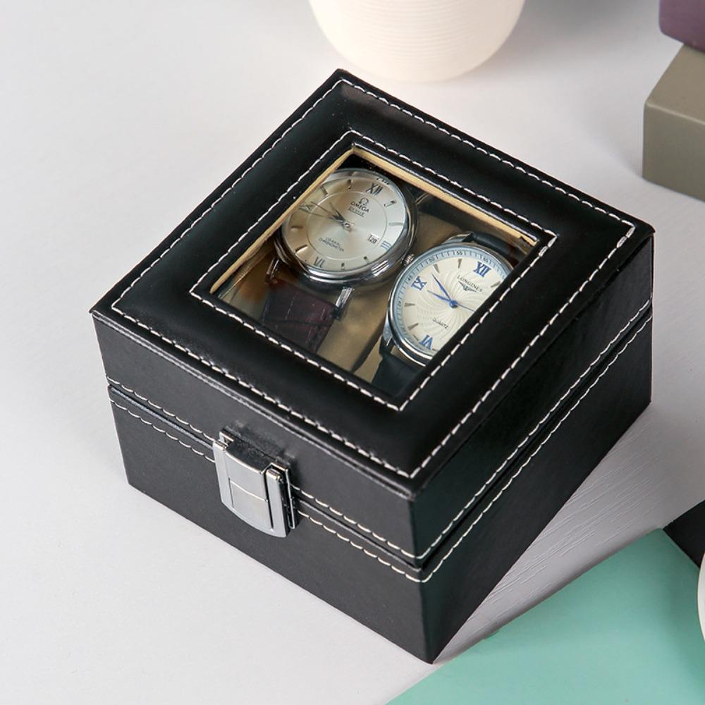 PU Leather Watch Box Black Watch Storage Box Luxury Watch Display Box