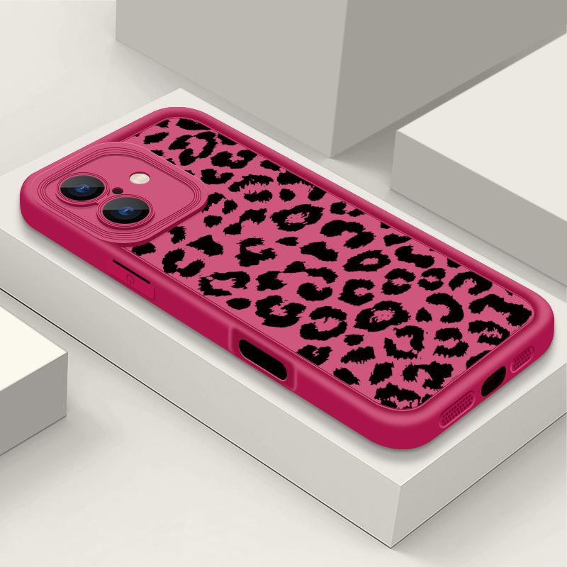 Leopard Print Pattern Shockproof Phone Case for iPhone 16 15 14 Plus 13 12 11 Pro Max Xs Xr 8 7 Matte Tpu Soft Lens Protection Anti-Fall Cover