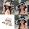 Breathable Polyester Sun Hat With Large Brim And Elegant Bow For Summer Outdoor Activities