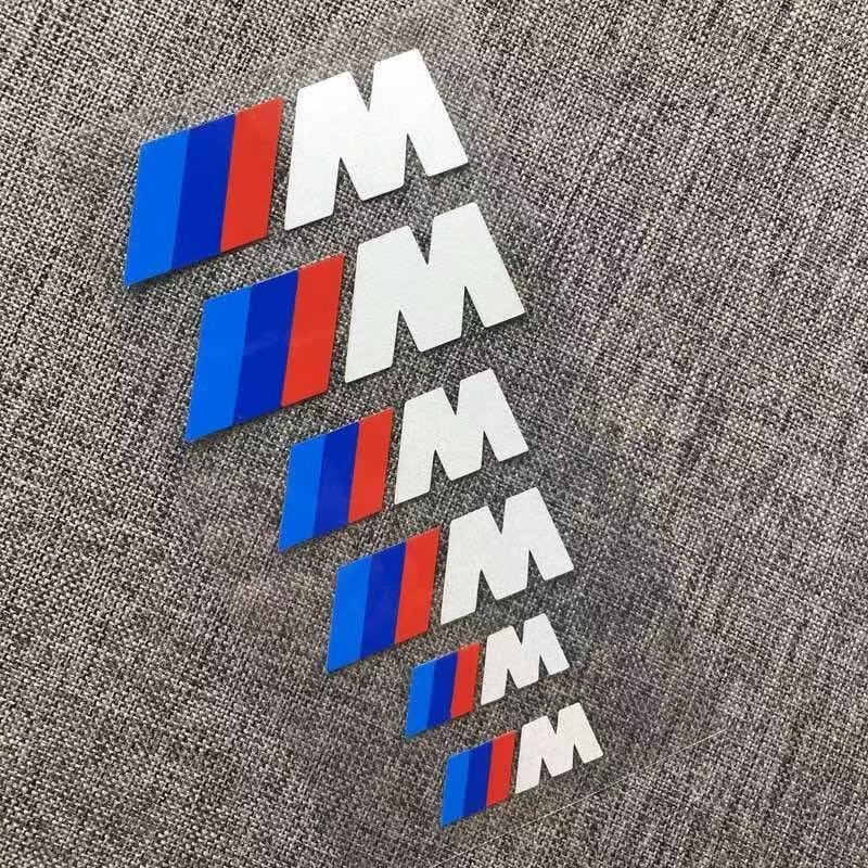 6 шт. для наклейки на суппорт BMW M, высокотемпературная наклейка для модификации тормозов BMW, наклейка на автомобиль BMW M с тремя полосками. Стекло окна.