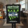 Custom Name Seattle Seahawks2 Flannel Blanket, High quality Comfortable for All Seasons, Home Decor, Warmth and Comfort