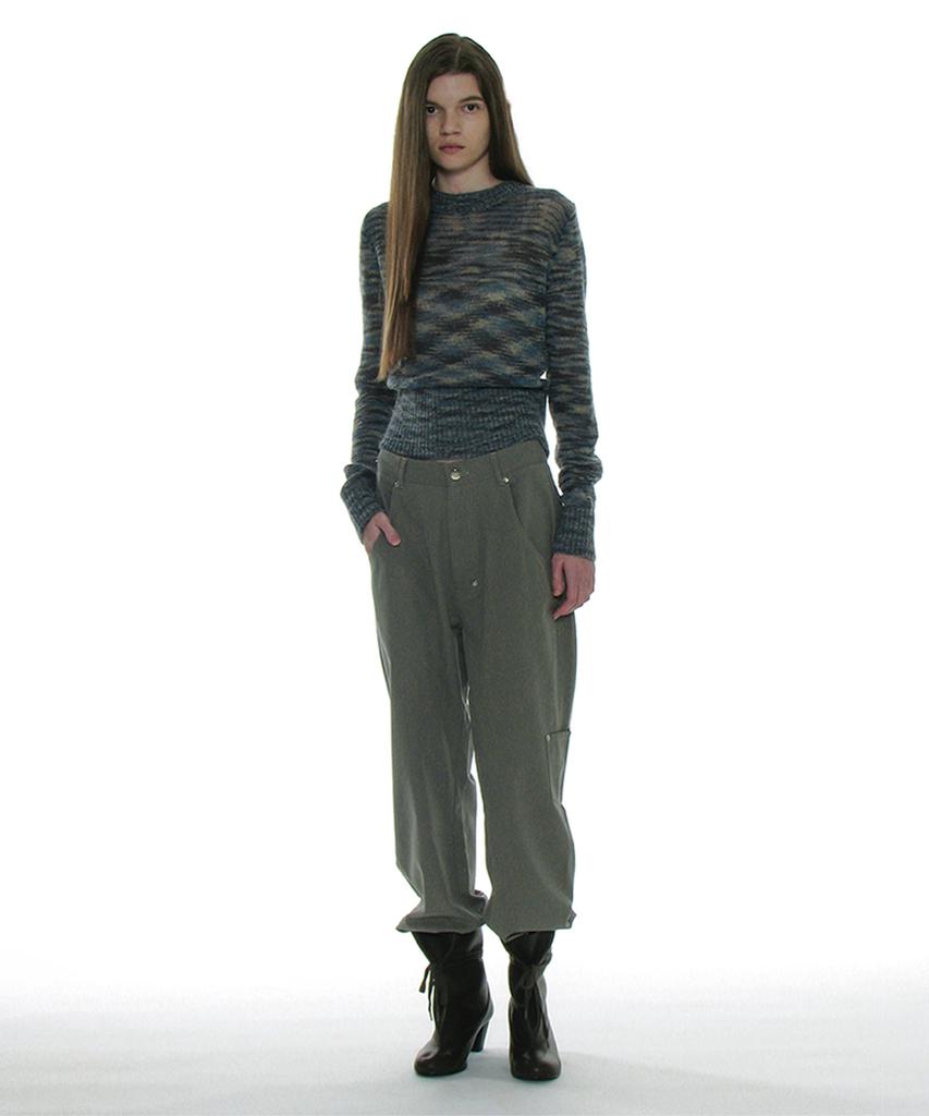 PARTIMENTO WOMEN Pocket Pointed Wide Leg Pants_Khaki Green