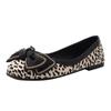 2024 Spring Summer Leopard Shoes Women Flats Butterfly Knot Elegant Office Lady Shoes Flat Brand Ladies Plus Size 42
