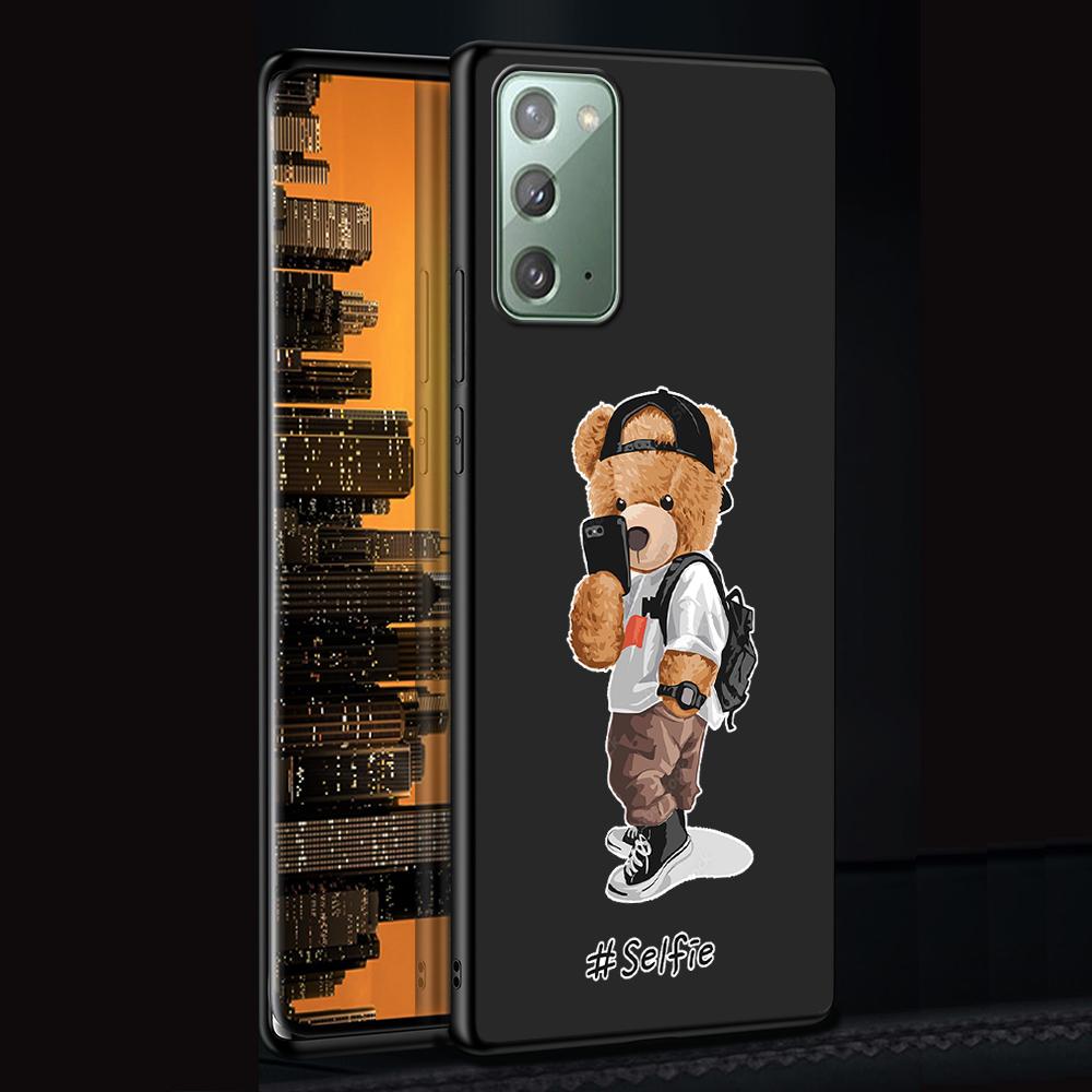 Модный брендовый чехол для телефона с медведем для Samsung Galaxy Note 20 Ultra 10 Lite 9 8 S22 Plus M31 M30s M11 M12 M21, черный мягкий чехол из ТПУ