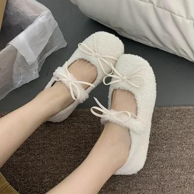 Модная женская обувь 2024 Модные женские балетки на один шаг Осень Круглый носок Бант Замша Однотонные Мягкая подошва Повседневные Удобные Балетки