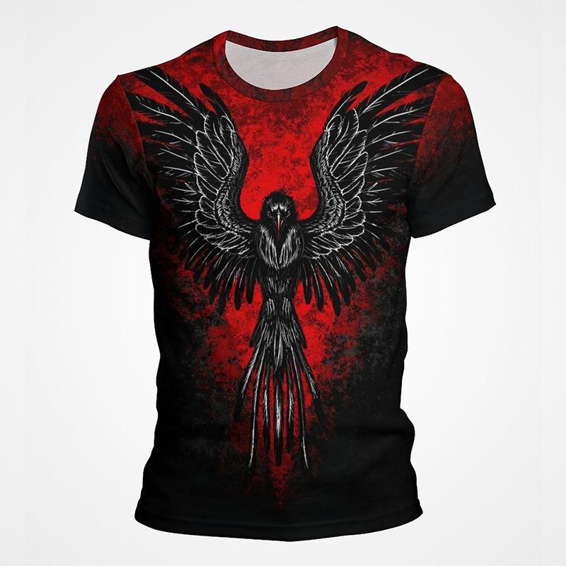 Футболка с принтом «Punk Crow» 3D, футболка «Dark Mighty Raven», мужская повседневная уличная одежда, женские футболки, повседневные топы с птицами и графикой больших размеров