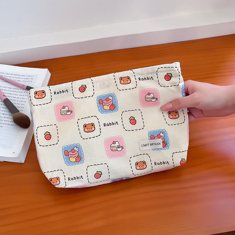 Ретро Милая Косметичка: Мультяшный мини-кошелек для монет, чехол из чистого хлопка для наушников и помады - Портативное хранилище для мелких предметов