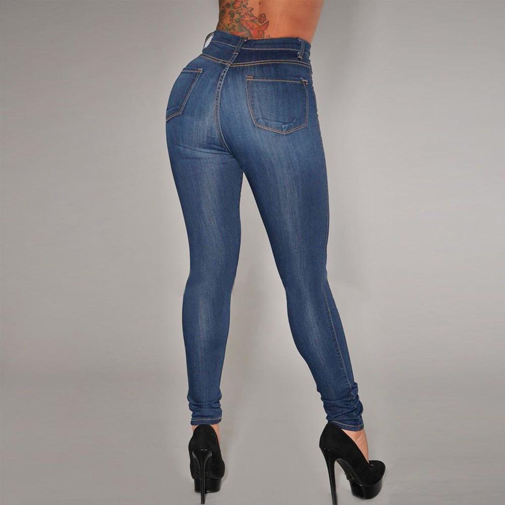 Женские узкие джинсовые джинсы с высокой талией, эластичные узкие брюки, джинсы длиной до икры