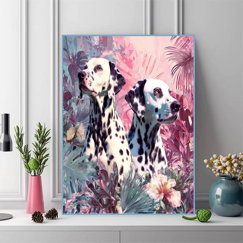 Pink Dalmatian Pattern 3pcs 100% Round Full Drill 5D DIY Diamond Painting Embroidery Cross Stitch Rhinestone Décor