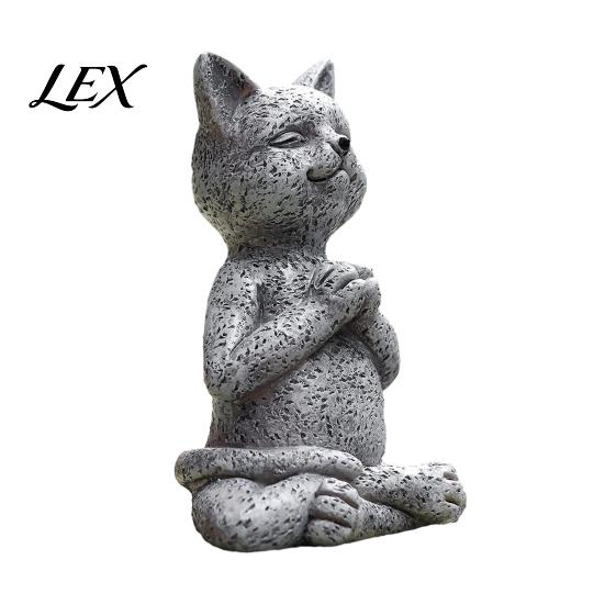 Cute Garden Sculpture for Landscaping Meditation Animal Figurine Ornament, Resin Zen Statue, Stress Relief Sitting Unique Pet Gift Lovers Cat/Dog/Frog