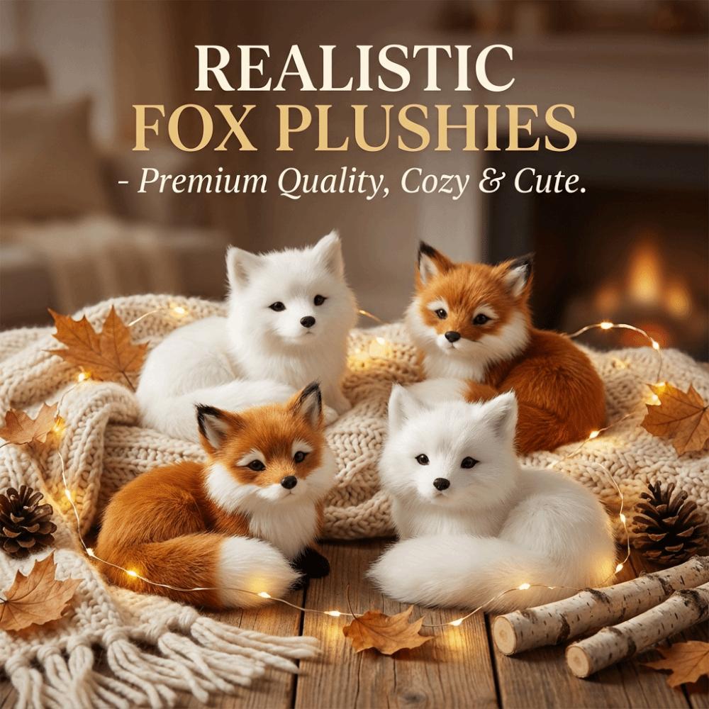 Figurine Plush Fox Doll Toy Mini Squatting Sitting Fox Model Plush Simulation Fox Birthday Gift