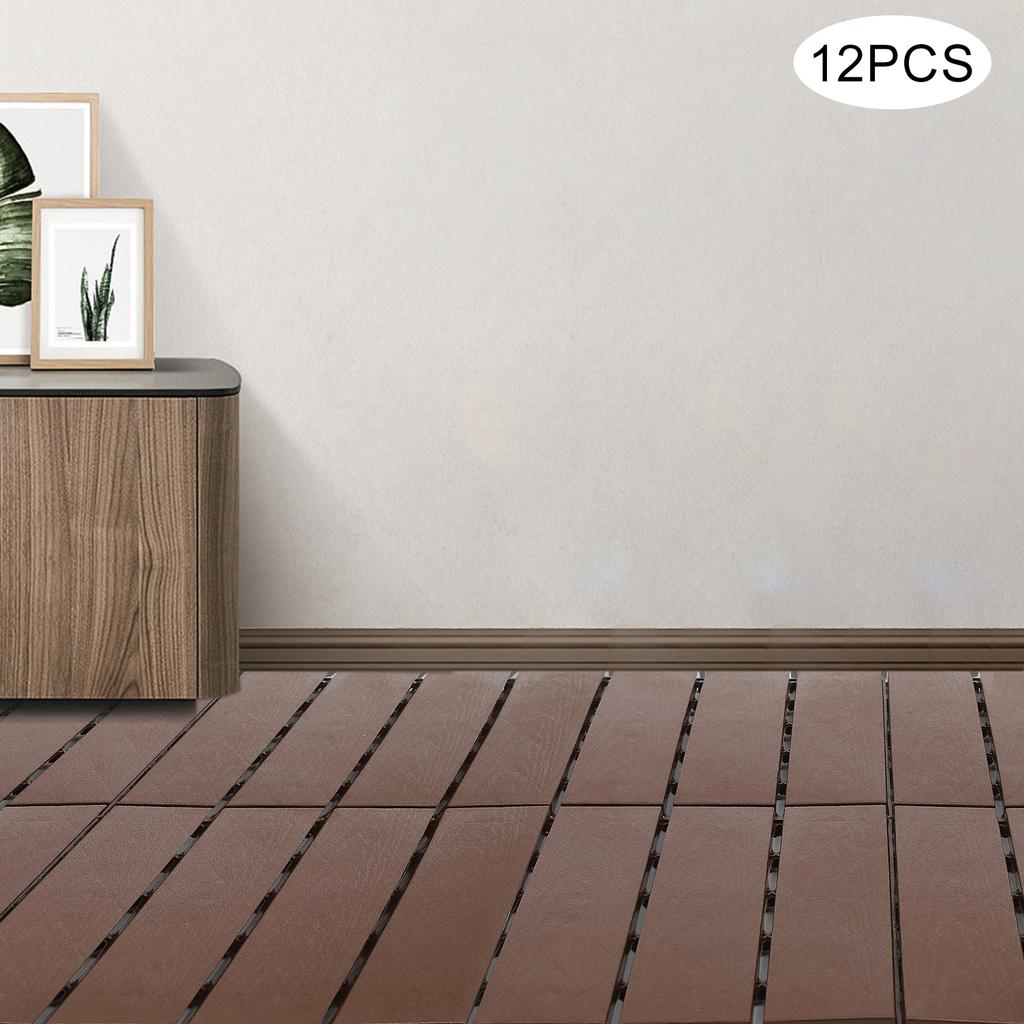 Самозащелкивающиеся плитки для террасы, 12 штук, напольные плитки с текстурой дерева – водонепроницаемые плитки для патио 12x12 дюймов для балкона, крыльца, для помещений и улицы