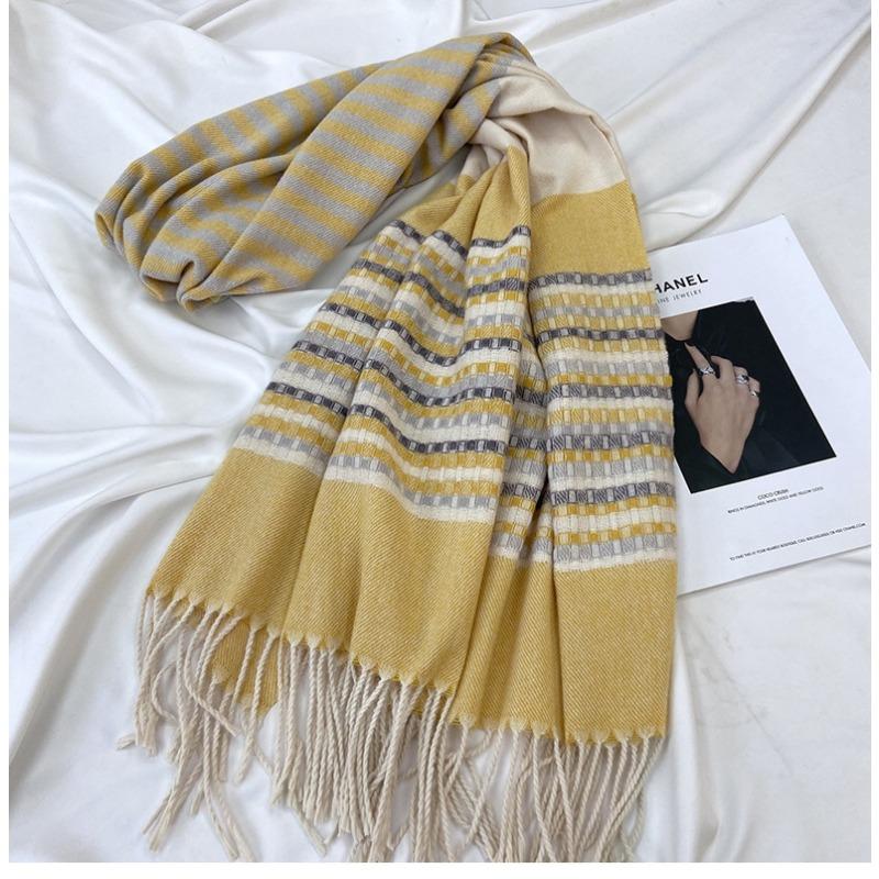 Plaid Tassel Scarf - Soft Imitation Fleece, Warm & Windproof Shawl for Men and Women, Perfect for Autumn and Winter Outdoor Fashion