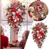 Christmas Teardrop Swag Wreath Candy Cane Christmas Decorations Snowflake Christmas Hanging Decoration for Front Door Window Fireplace
