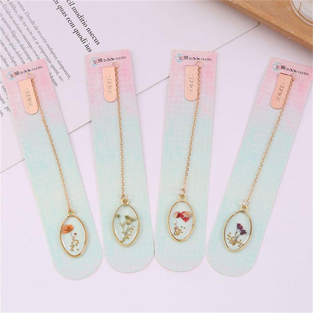 Small Fresh Bookmark Pendant Literary Crystal Book Clip Creative Flower Bookmark Book Lovers
