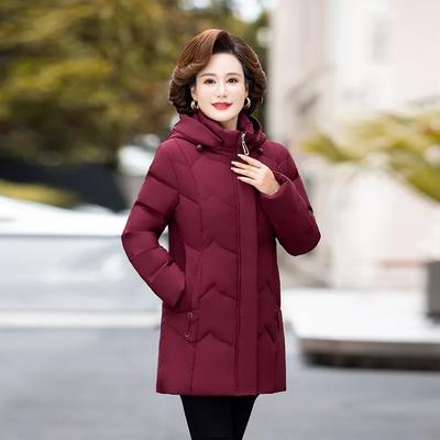 Женская зимняя куртка средней длины, свободного кроя, большого размера, толстая, теплая, с капюшоном, для мамы