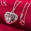 925 Sterling Silver Hollow Heart-shaped Women's Pendant Necklace Fashionable Wedding Jewelry