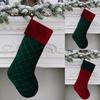 1Pc Plaid Pattern Red Green Christmas Stocking Flannel Fine Texture Stocking Gift Bag Home Decor