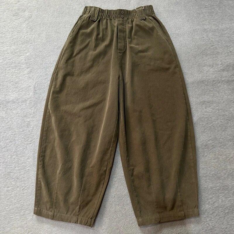 Johnature Хлопковые шаровары женские осенне-зимние эластичные свободные брюки с высокой талией широкие повседневные брюки с карманами