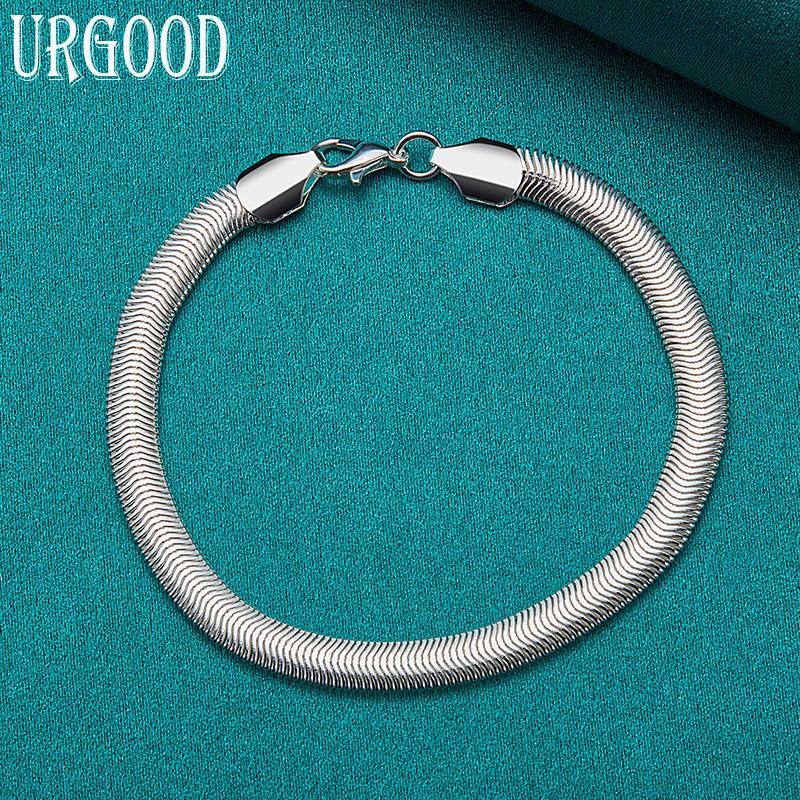 925 Sterling Silver 6mm Snake Chain Bracelet Men's and Women's Fashion Jewelry