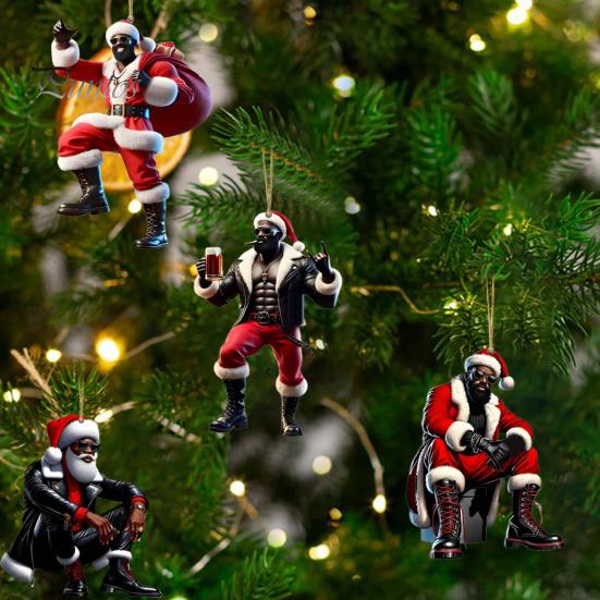 4 шт. Санта-Клаус Рождественское украшение 2D Акриловый автомобильный аксессуар Рождественская елка подвесное украшение для праздничного декора