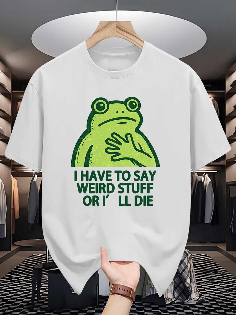 Unisex Crew Neck Tee Funny Frog Quote Graphic Print Soft Cotton Loose Breathable Short Sleeve Summer Casual Street Wear Tee Tops