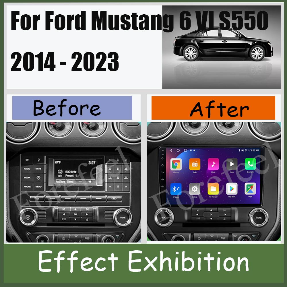 Android 14 для Ford Mustang 6 VI S550 2014 - 2025 Автомобильный Радио Мультимедиа Видео Плеер Стерео Carplay Навигация GPS WIFI QLED DVD
