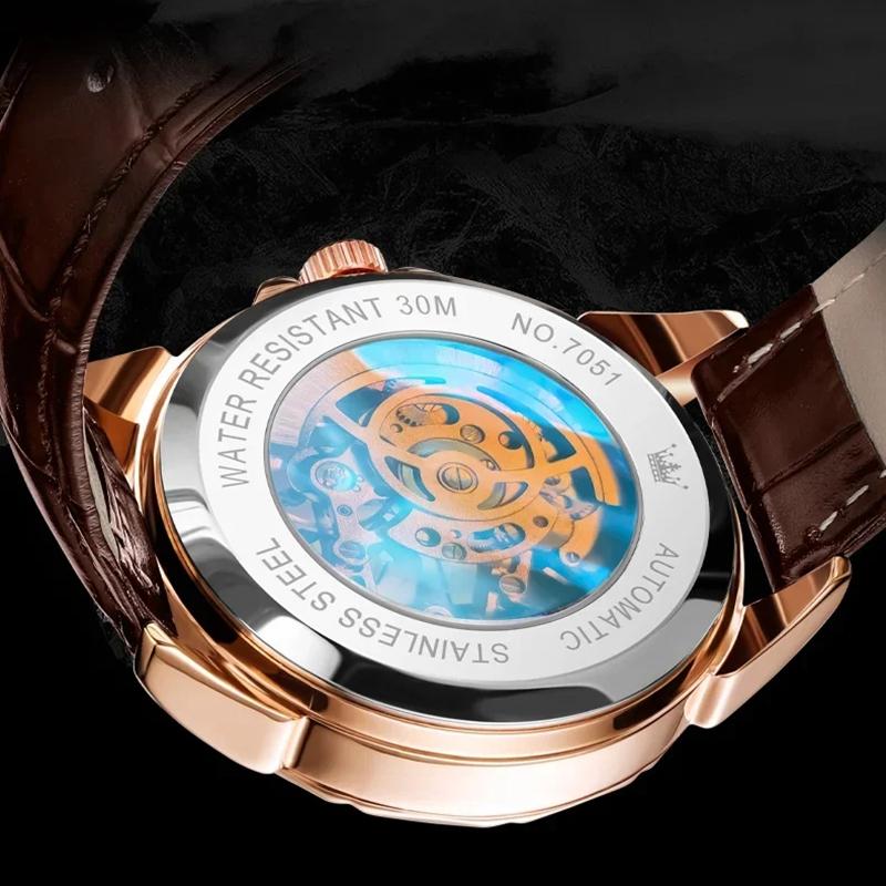Роскошные мужские часы Водонепроницаемые Светящиеся Многофункциональные Автоматические Механические часы Часы-скелетоны