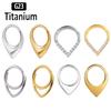 G23 Titanium High Quality Waterdrop Septum Piercing Clicker Nose Rings 16G Segment Tragus Cartilage Daith Hoop Earrings Zircon