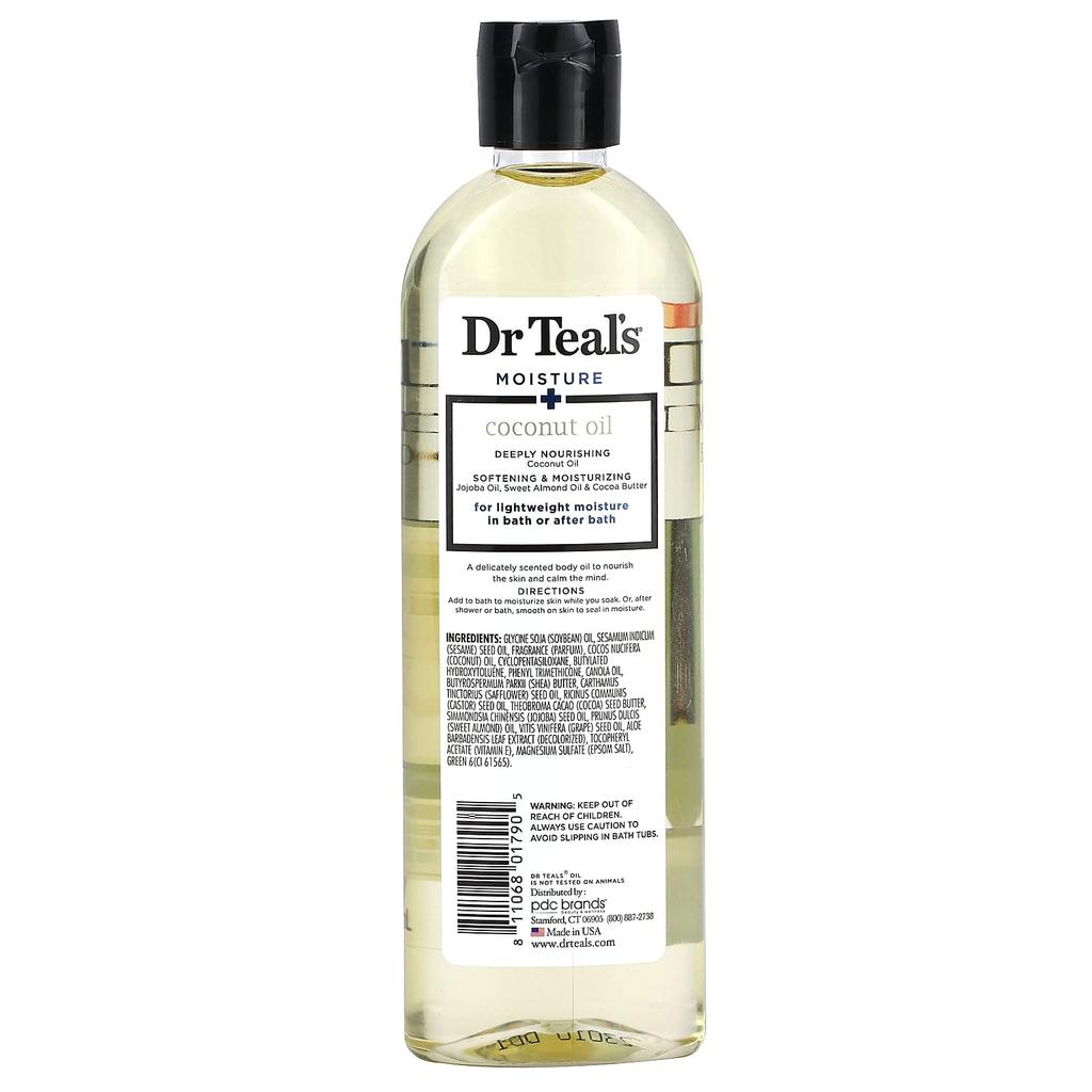 Доктор. Teal's, Увлажняющее масло для ванны и тела, кокосовое масло, 8,8 жидких унций (260 мл)