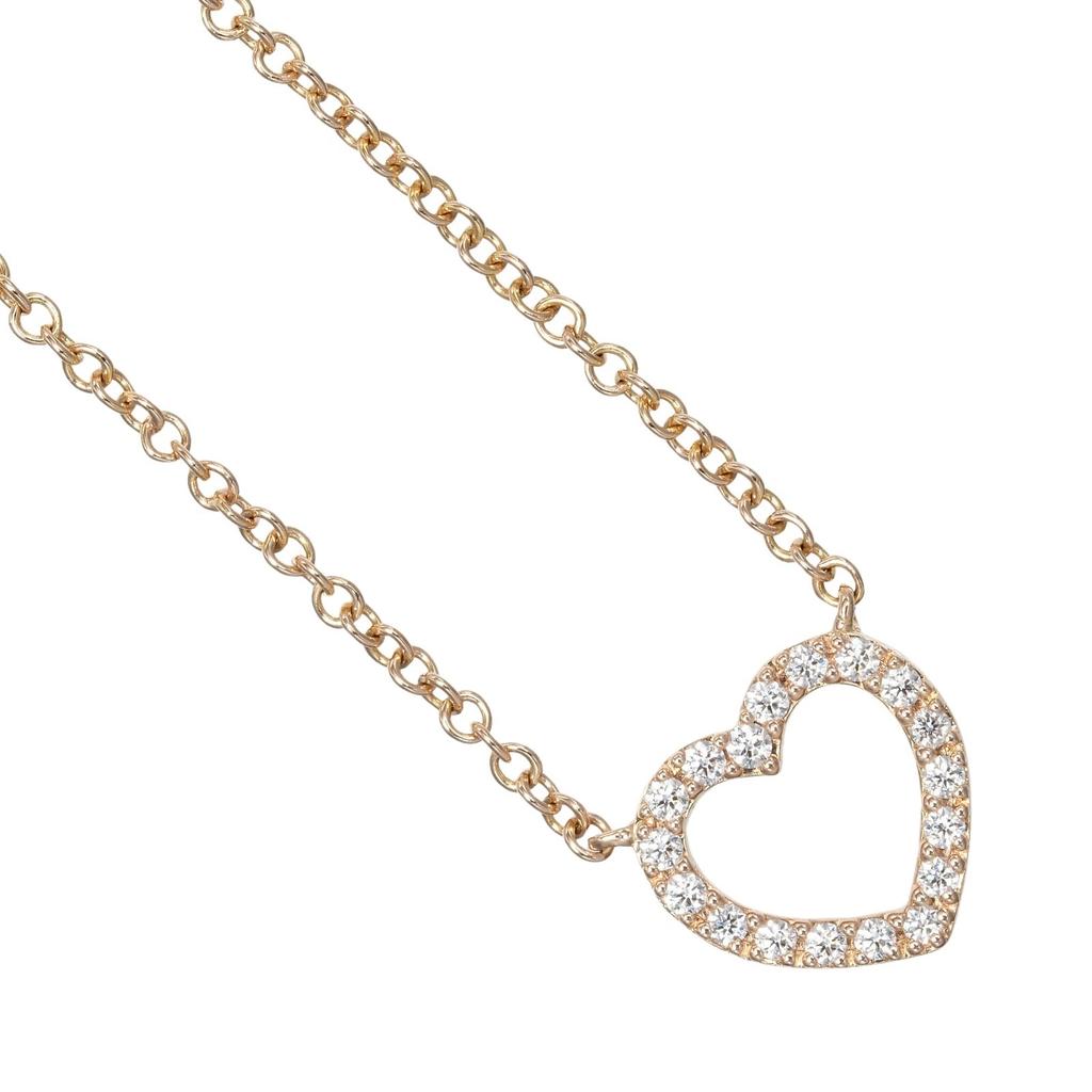 TIFFANY&Co. Metro Heart Necklace K18 Pink Gold/diamond 2g Women Used