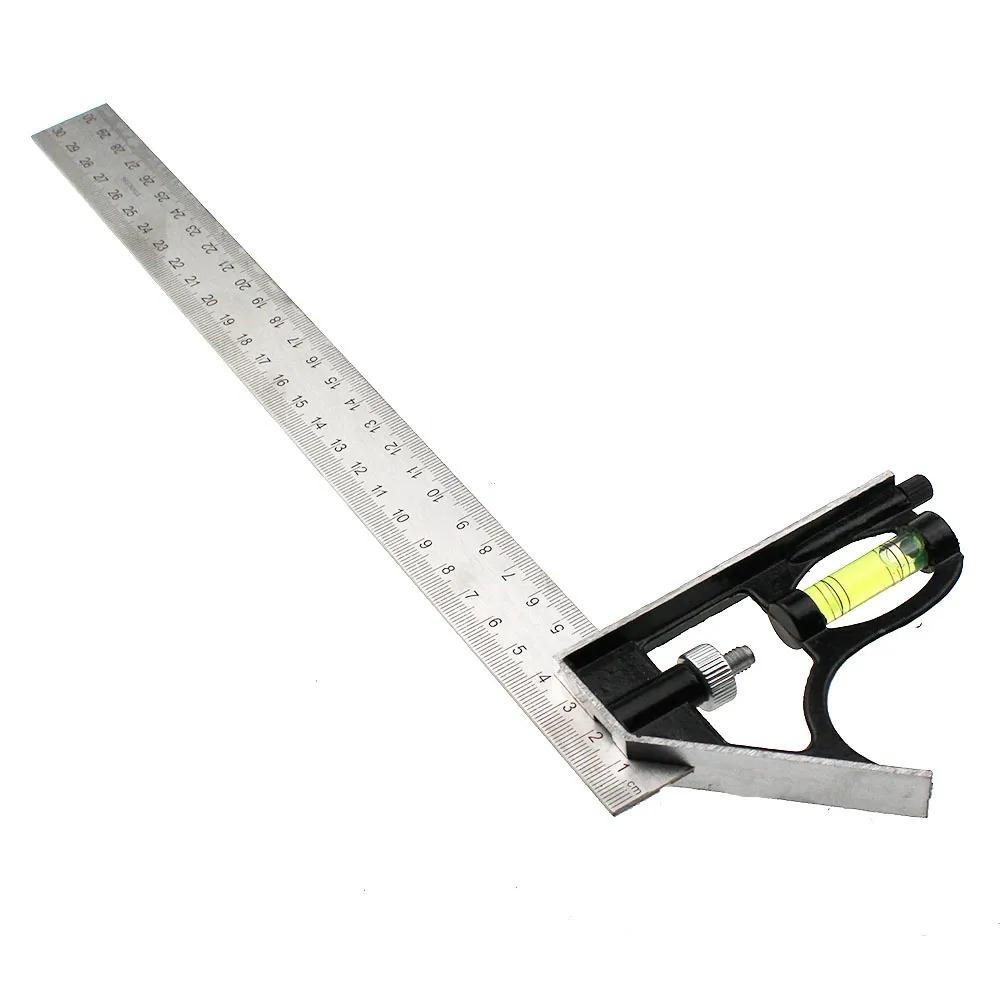 1 шт 300 мм регулируемый инженерный комбинированный угольник набор прямоугольная линейка уровень бесплатно
