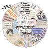 Stationery Accessories for Notebooks 50 Pcs Vintage Torn Paper Word Fragment Stickers, Waterproof English Text Decals, Cute Stickers Water Bottles