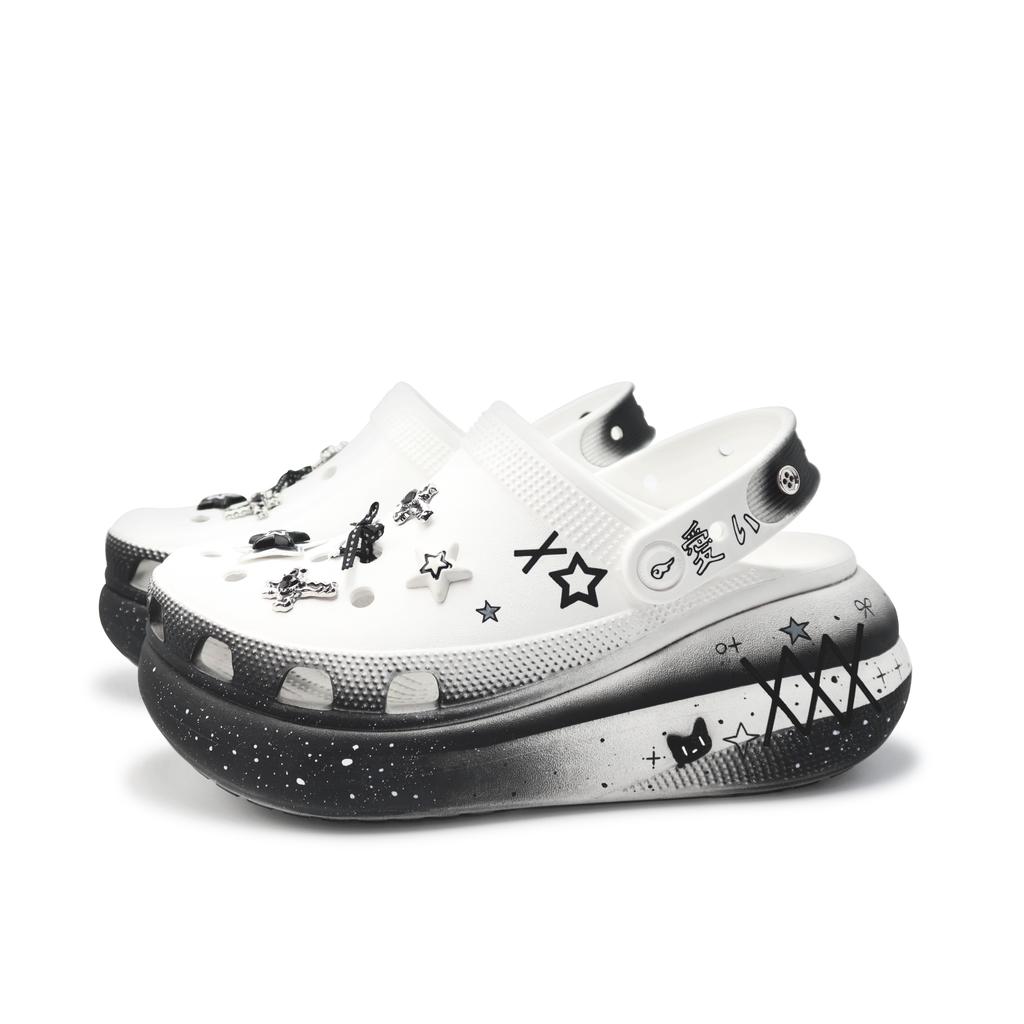 Crocs Crush Clog Made with Stars Pure Love Simulator Subculture Y2K Mine Bow Stars Punk Splash Hole Shoes Unisex Black & White